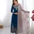 Trendy heavy georgette embroidery work teal-blue readymade gown