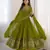 Heavy faux georgette embroidery work lemon readymade gown