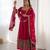 Heavy faux georgette embroidery work rani pink readymade gown