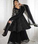 pure silk embroidery black readymade salwar suit