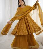 pure silk embroidery mustard readymade salwar suit