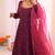 Georgette embroidery  work wine readymade gown
