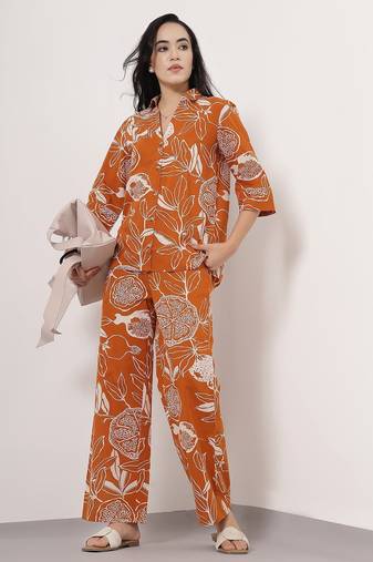 Burnt orange floral cotton co-ord set