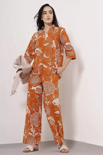 Burnt orange floral cotton co-ord set