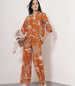 Burnt orange floral cotton co-ord set