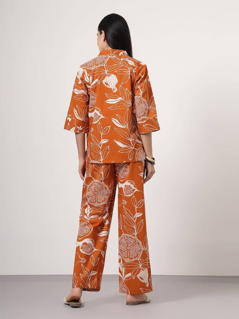 Burnt orange floral cotton co-ord set