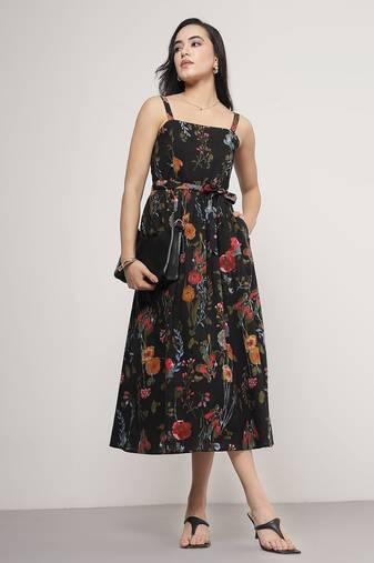 Black sleeveless midi dress