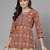 Rust printed straight cotton top with regular sleeves & side slit