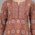 Rust printed straight cotton top with regular sleeves & side slit