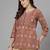 Rust printed straight cotton top with regular sleeves & side slit