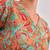 Khaki floral printed cinched waist top with v neck, long sleeves with ruffles