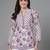 Lavender floral printed straight top with mandarin collar & yoke