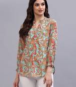 Khaki floral printed top