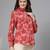 Red floral printed shirt with spread collar & button placket