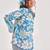 Blue floral printed shirt with spread collar & button placket