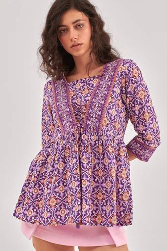 Purple gathered top