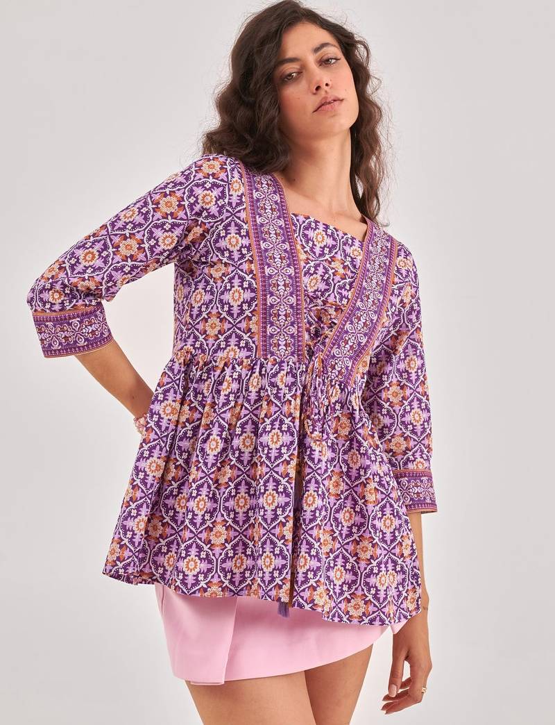 Purple gathered top