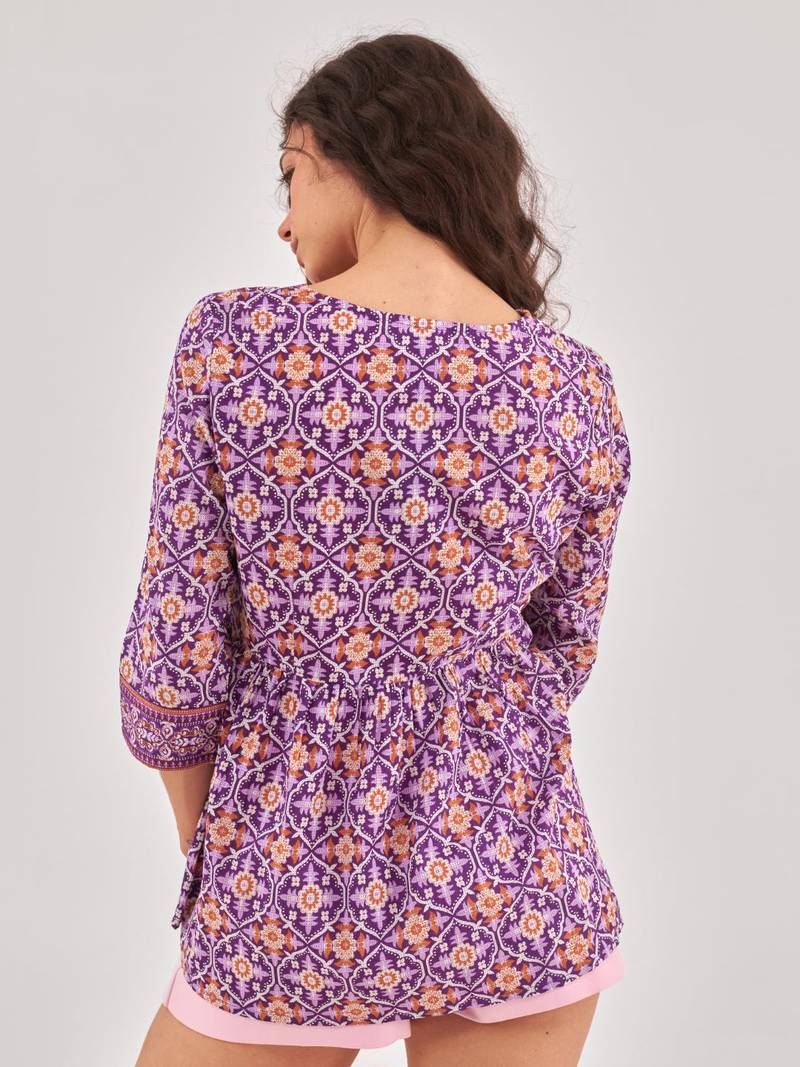 Purple gathered top