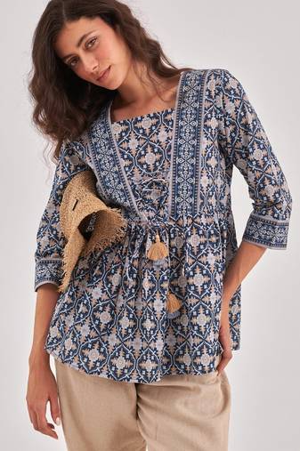 Navy blue gathered top