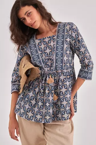 Navy blue gathered top