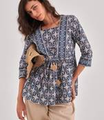 Navy blue gathered top