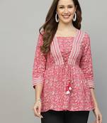 Pink floral printed tie-up top