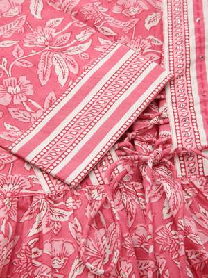 Pink floral printed tie-up top 2