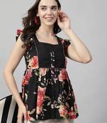 Printed flutter sleeve top