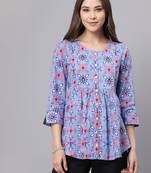 Light blue printed top