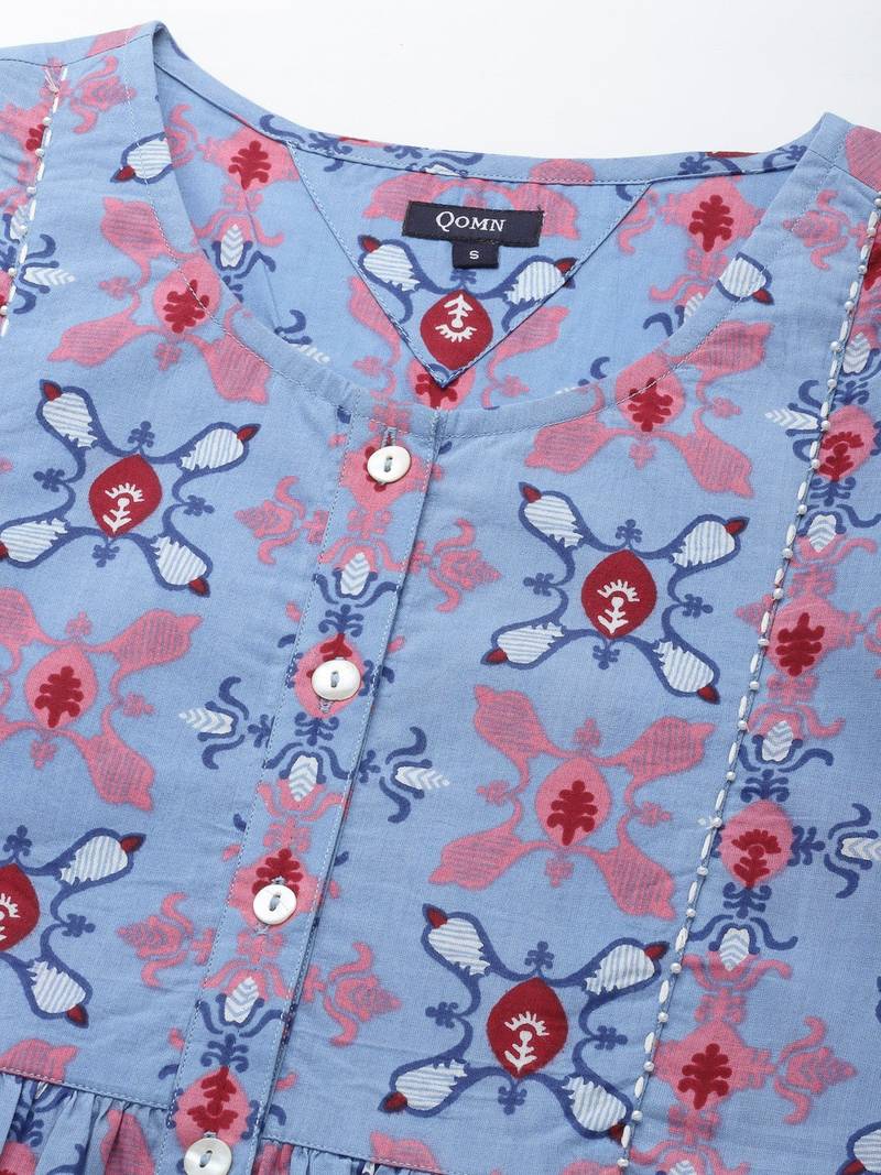 Light blue printed top