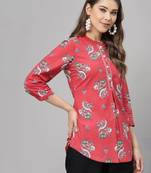 Red floral printed top