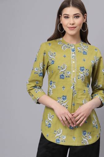 Light green printed top