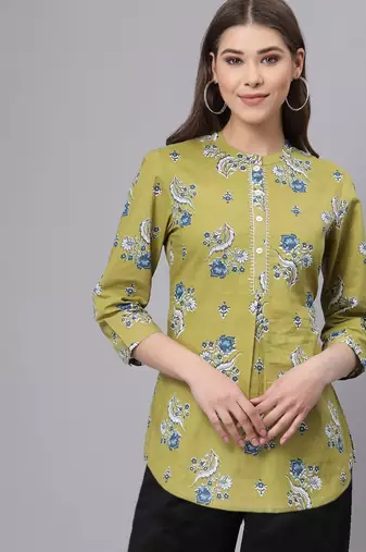 Light green printed top