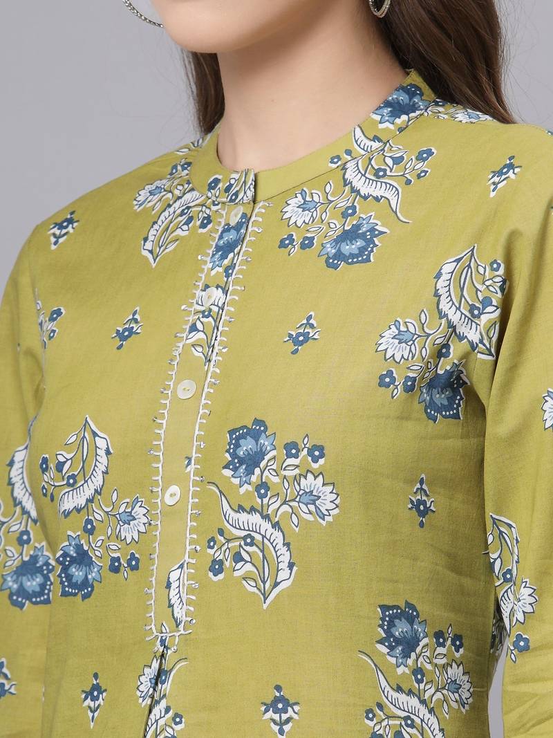 Light green printed top