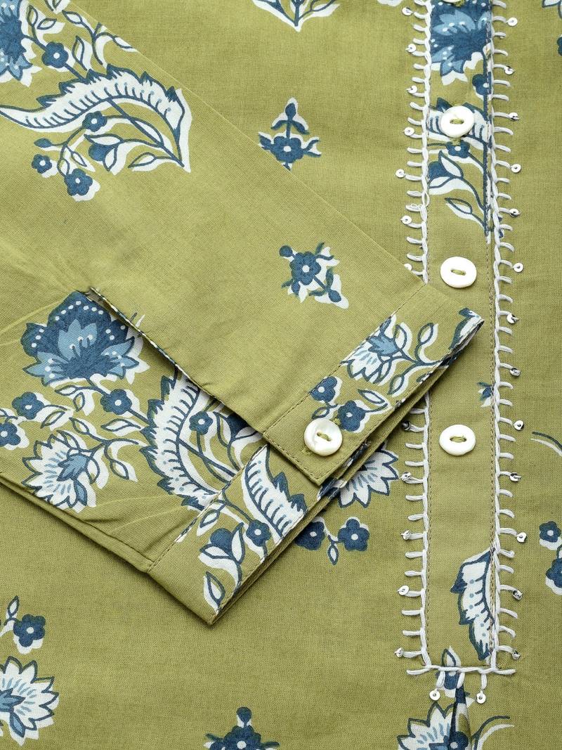 Light green printed top