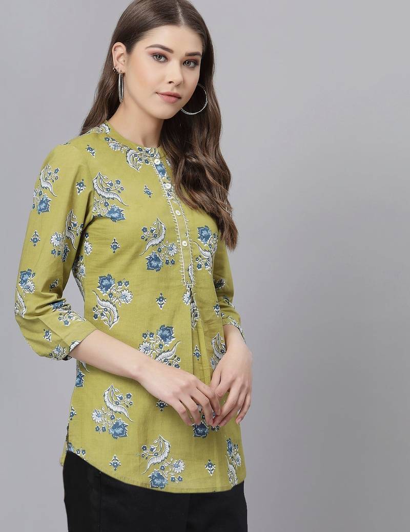 Light green printed top