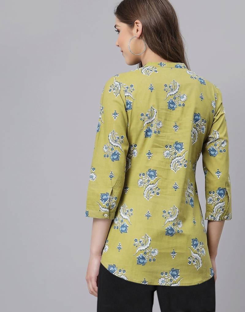 Light green printed top