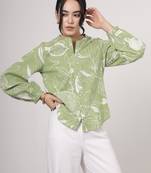 Printed cotton top - light green