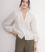 Solid white dobby cotton top