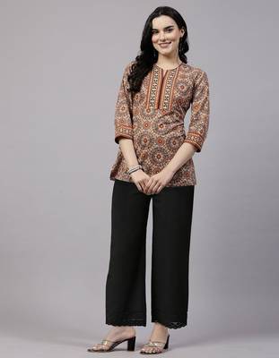 Rust printed top with sequin yoke 5