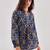 Navy blue floral printed a-line top