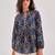 Navy blue floral printed a-line top