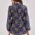 Navy blue floral printed a-line top