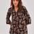 Floral print cotton shirt style top with lace inserts & button closure