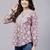 Pink floral printed top with lace & embellished yoke
