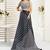 Black digital printed linen ready to wear designer saree with unstitched blouse