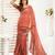 Brown digital printed linen ready to wear designer saree with unstitched blouse