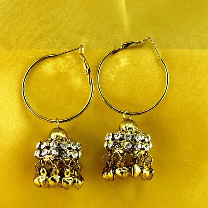 stone moti meenakari beads bali earing 