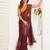 Dark brown digital printed linen ready to wear designer saree with unstitched blouse