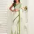 Green digital printed linen ready to wear designer saree with unstitched blouse